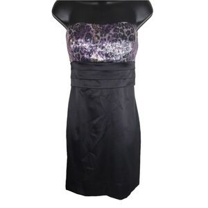 David's Bridal leopard print strapless formal mini dress size 12